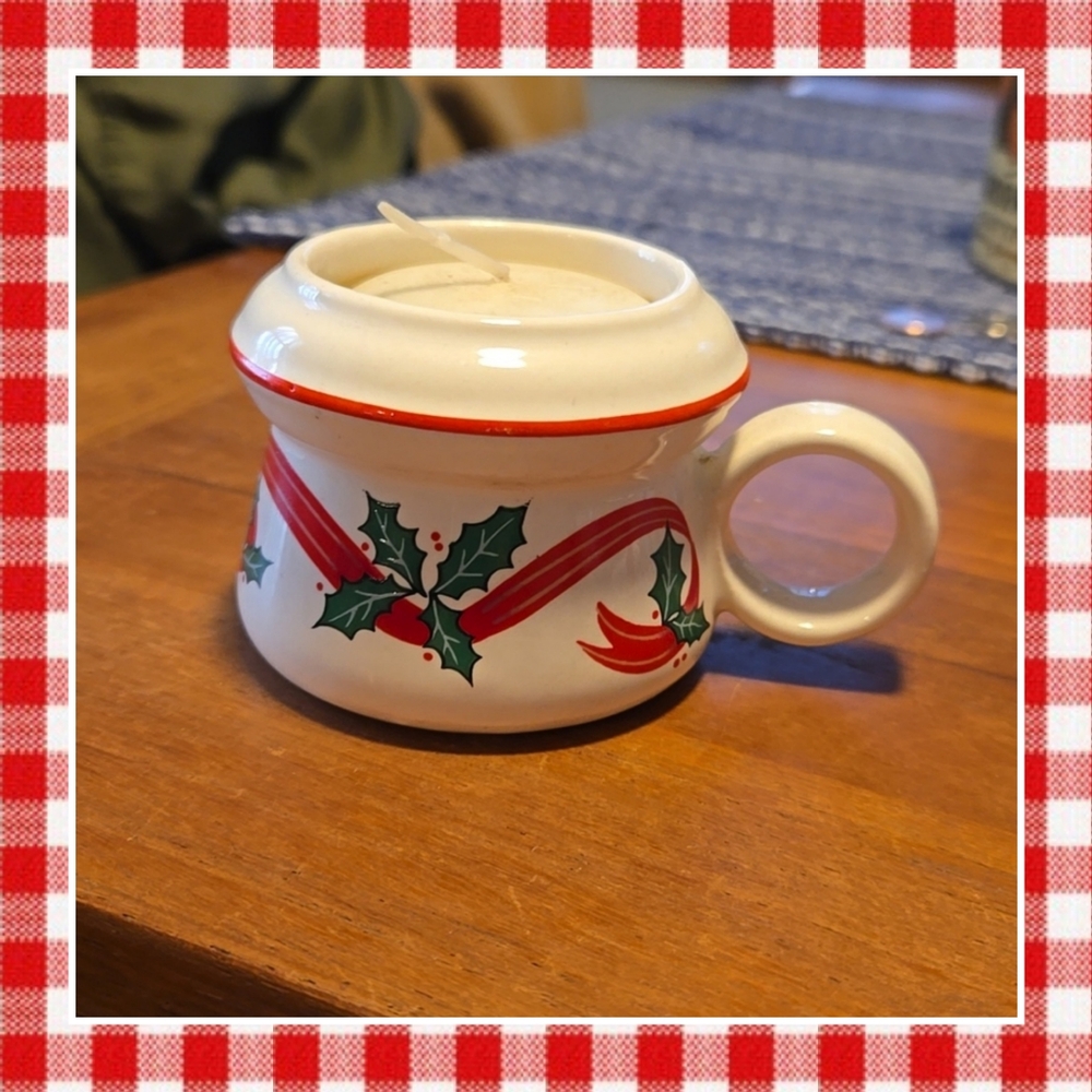 Vintage holly votive holder and votive
